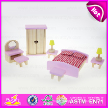2015 Latest Style Mini Dollhouse for Kids, Wooden Dollhouse DIY Educational Toy, Role Play Children Wooden Dollhouse Toy W06b026